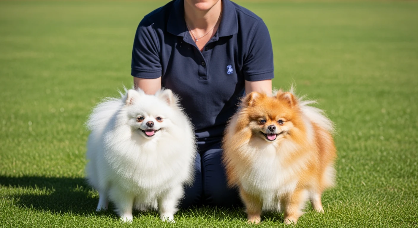 Eleveuse professionnelle avec deux Spitz Nain adultes